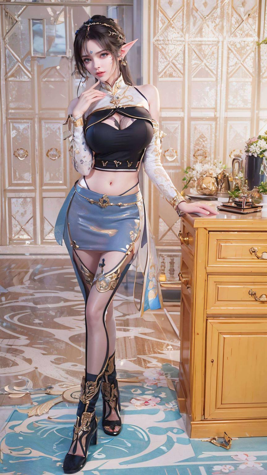 背景的古建筑与繁花相映成趣凤清儿翩翩起舞