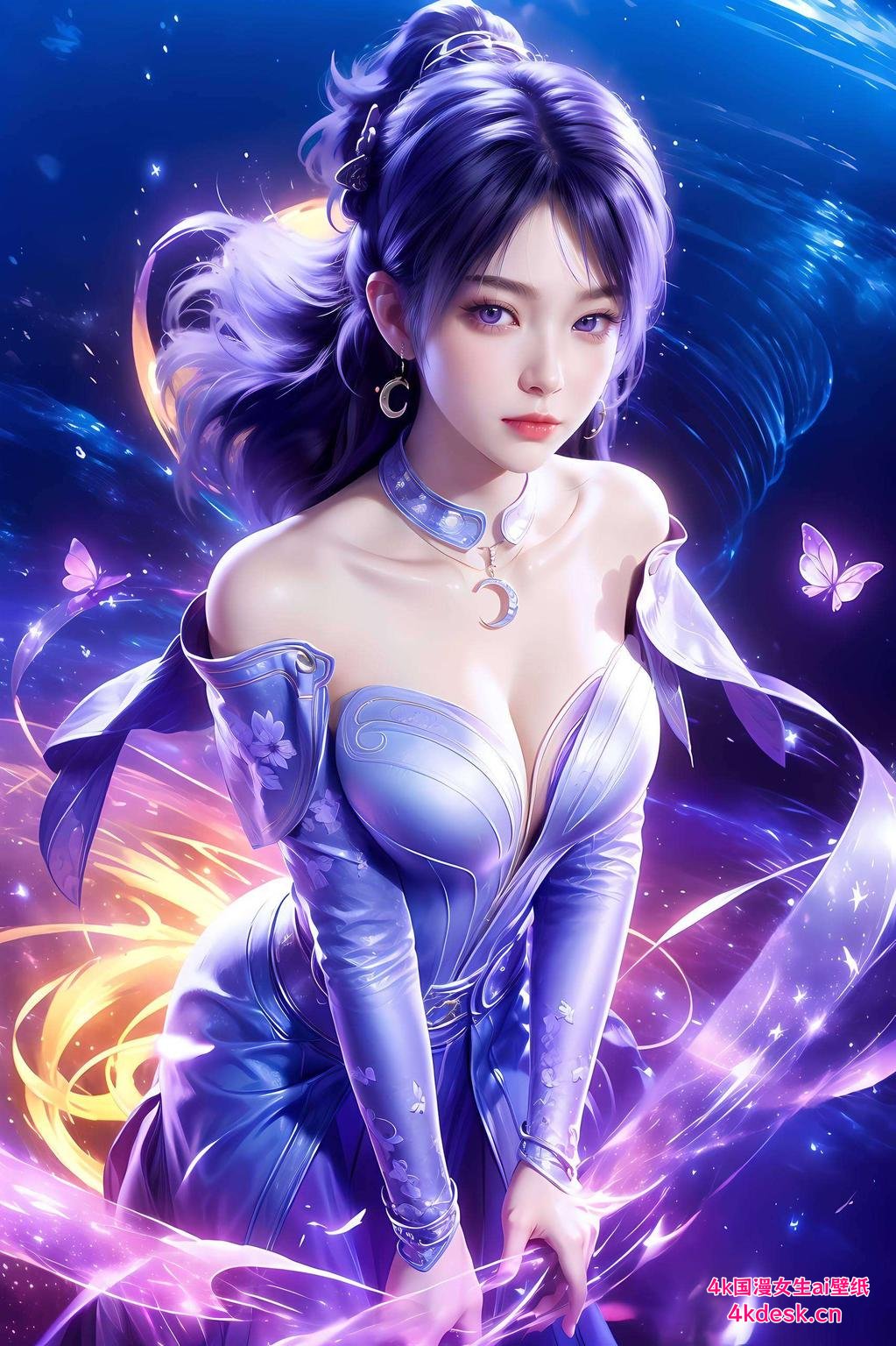 神秘美艳姬紫月面纱壁纸