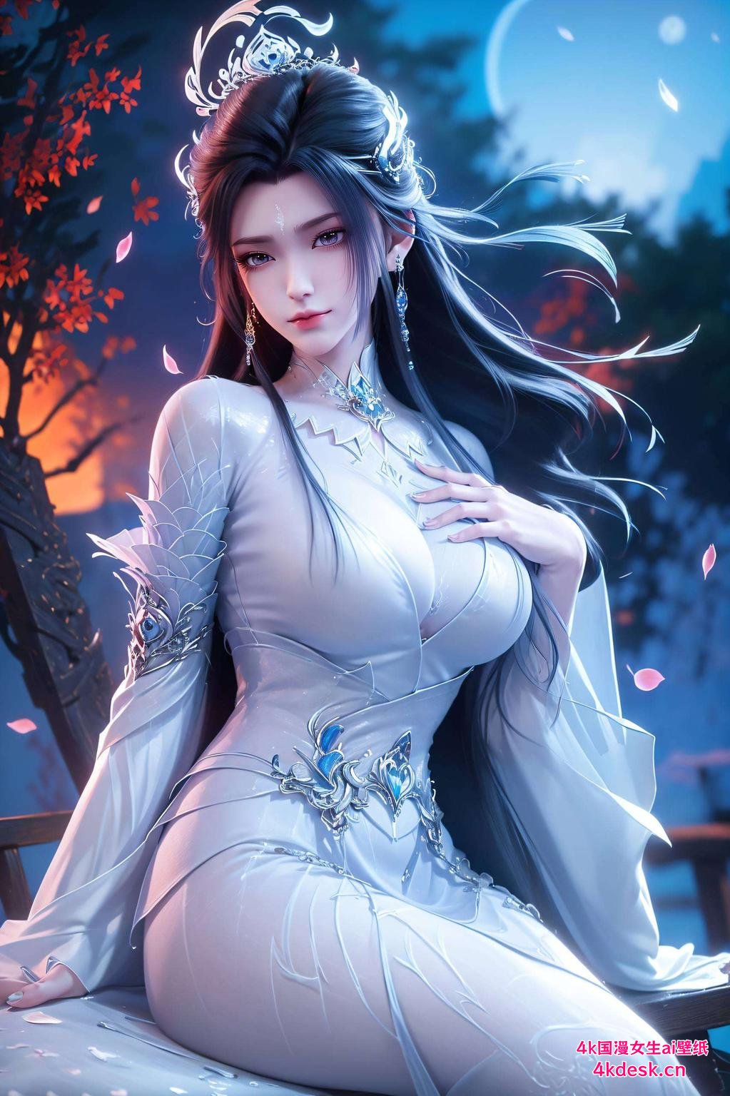 剑舞之间给大家带来的是动漫陆雪琪中的经典画面——月下舞剑！看那剑光如水