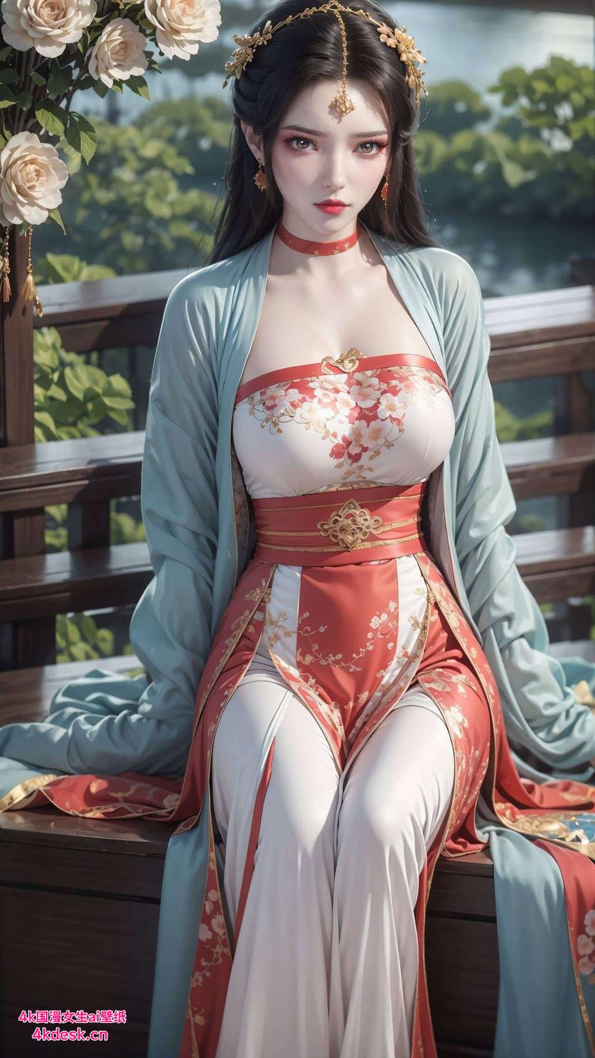 黑色壁纸映衬国漫女神的独特魅力墨云衣摆轻舞